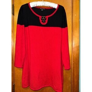 Cable Gauge Red/Black XL Long Sleeve Tunic Sweater Top